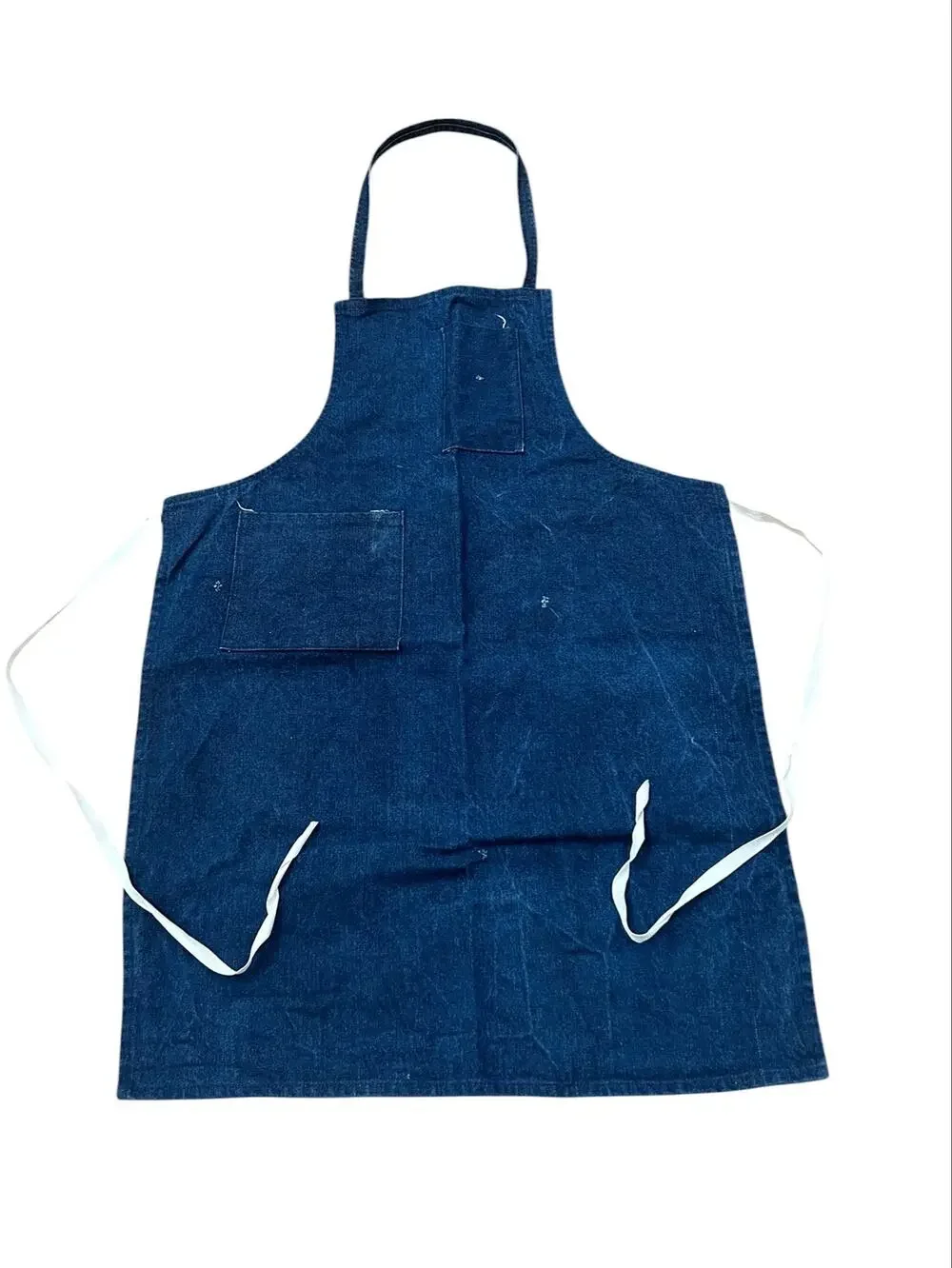 Vintage Denim Work Apron Carpenter Artist Utility Apron Blue Cotton Pockets -